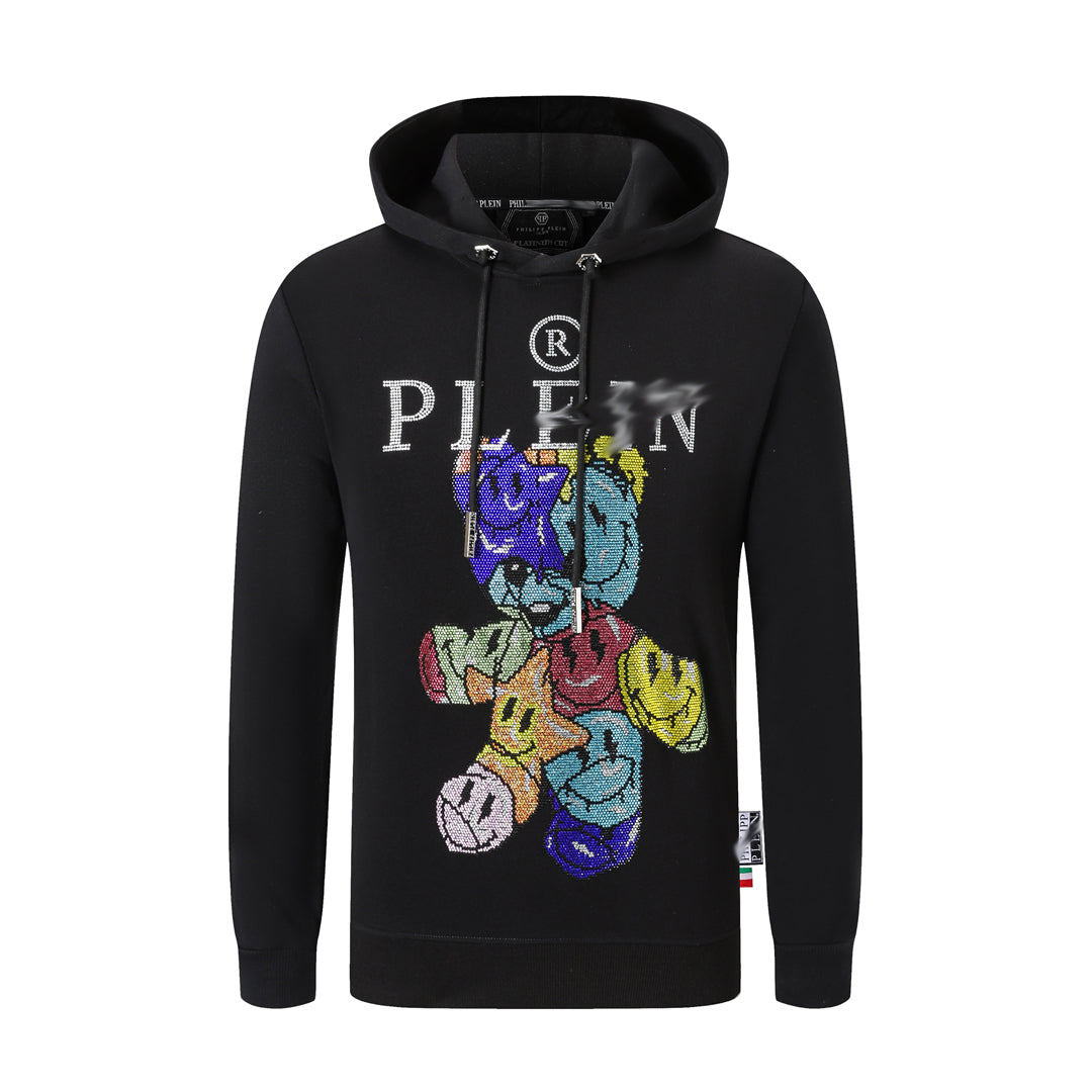 US- LOGO Casual Black Hoodie